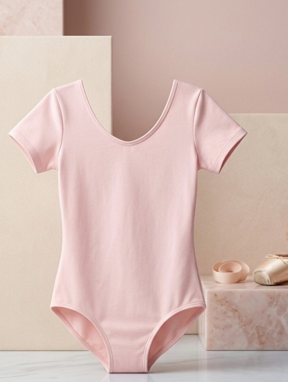 Stelle Girls' Essential Ballet Leotard in Light Pink Cotton Size 7-8